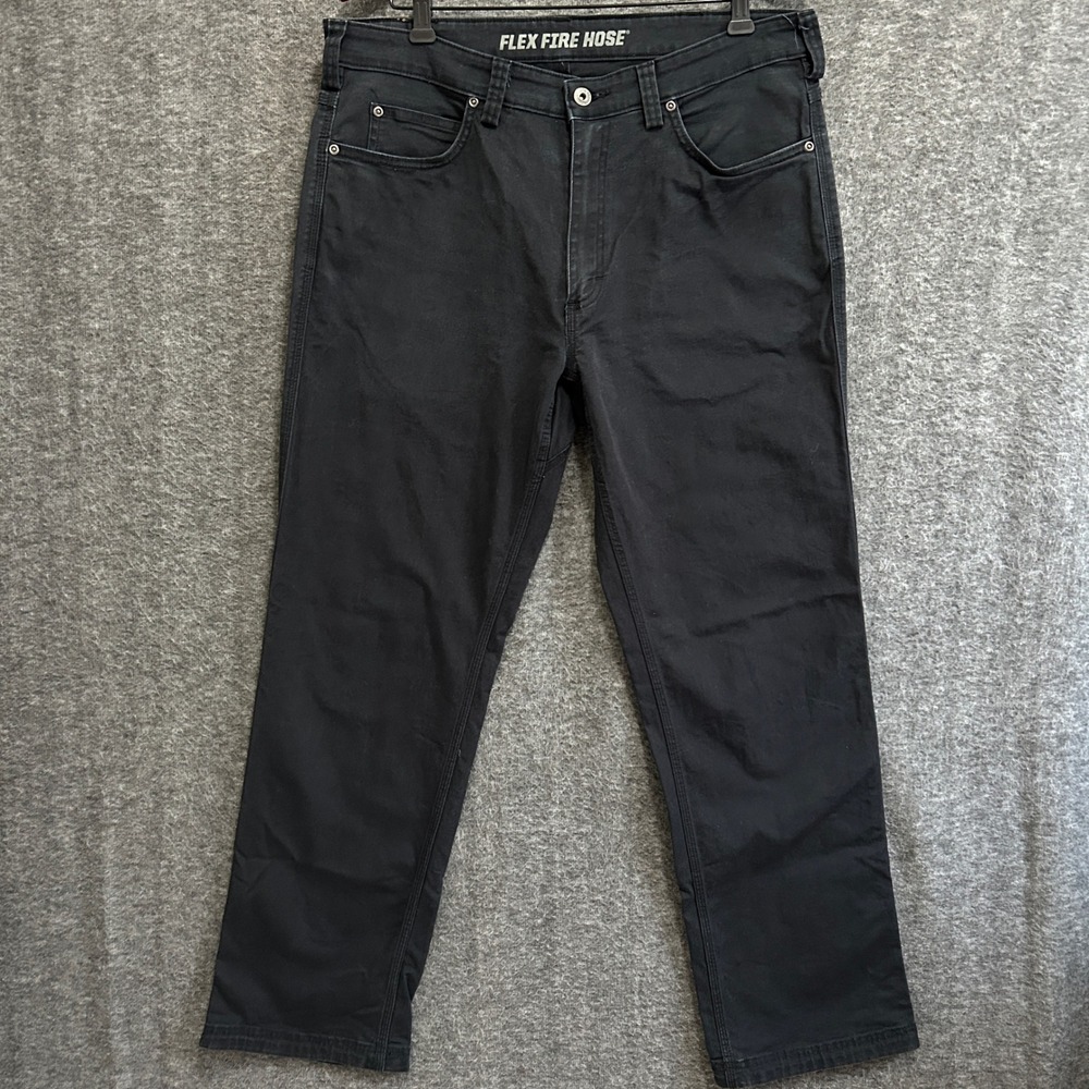 Duluth Trading Flex Fire Hose Pants Mens 36x32 Black Relaxed Fit 5 Pocket 62752